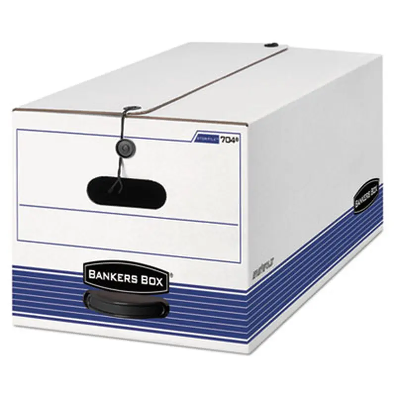 STOR/FILE Medium-Duty Strength Storage Boxes, Letter Files, 12.25" x 24.13" x 10.75", White/Blue, 4/Carton - File Boxes | Bankers Box