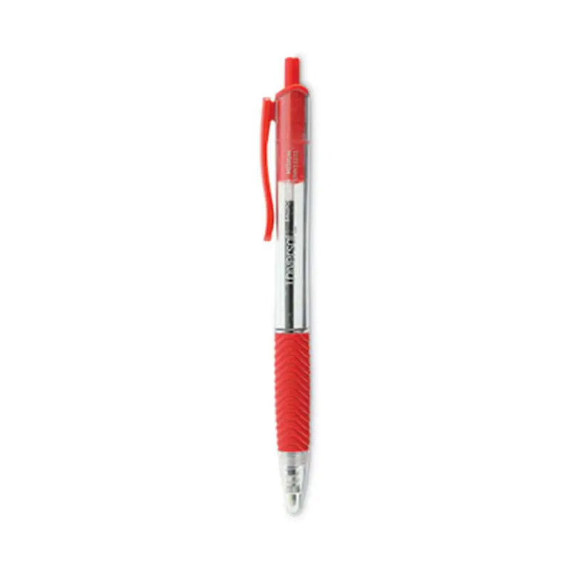 Comfort Grip Ballpoint Pen, Retractable, Medium 1 mm, Red Ink, Clear/Red Barrel, Dozen - Pens | Universal