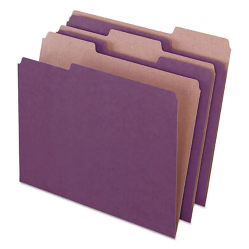 Earthwise by Pendaflex 100% Recycled Colored File Folders, 1/3-Cut Tabs: Assorted, Letter, 0.5" Expansion, Violet, 100/Box - File Folders | Pendaflex