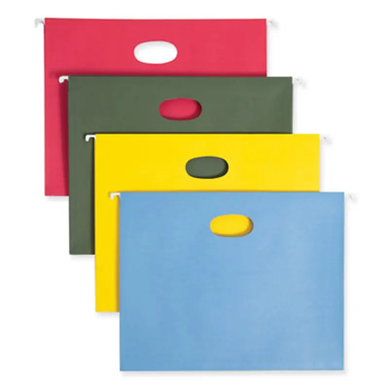 Hanging Pockets with Full-Height Gusset, 1 Section, 3.5" Capacity, Letter Size, Assorted Colors, 4/Pack - Hanging File Folders | Smead