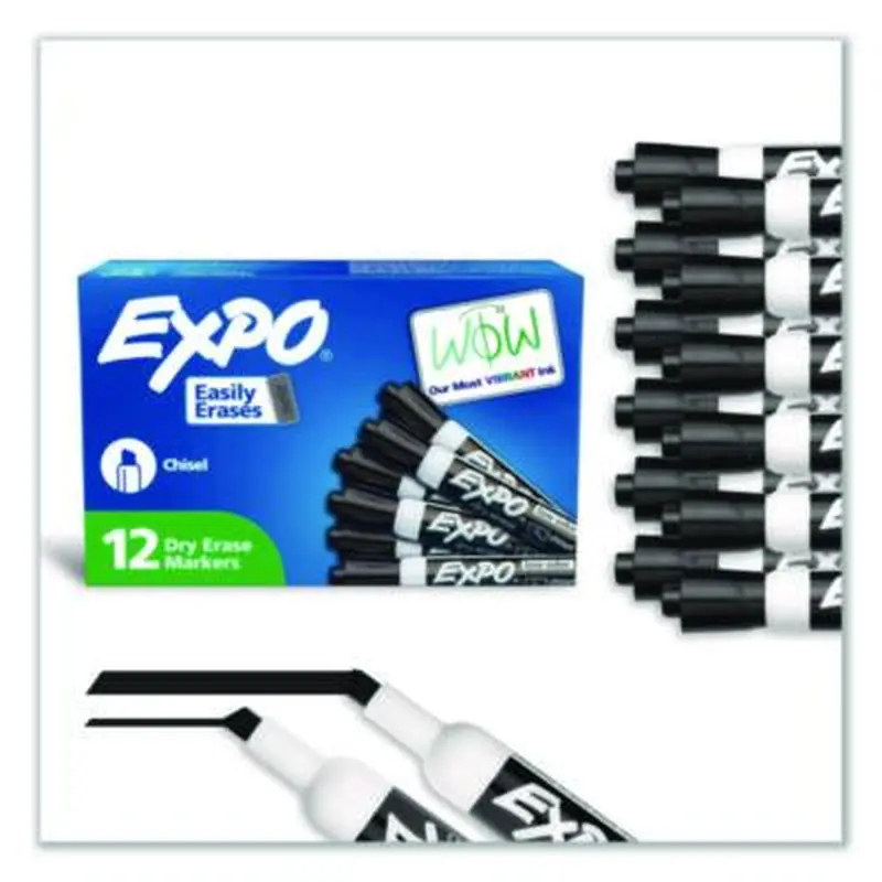Low-Odor Dry-Erase Marker, Broad Chisel Tip, Black, Dozen - Board Markers | EXPO
