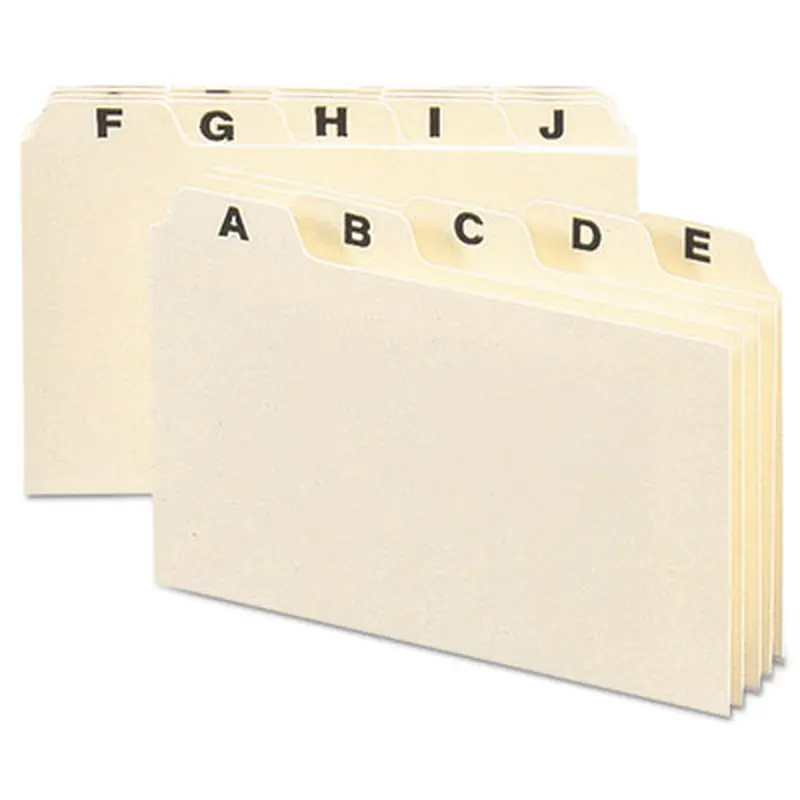 Manila Card Guides, 1/5-Cut Top Tab, A to Z, 4 x 6, Manila, 25/Set - File Guides | Smead
