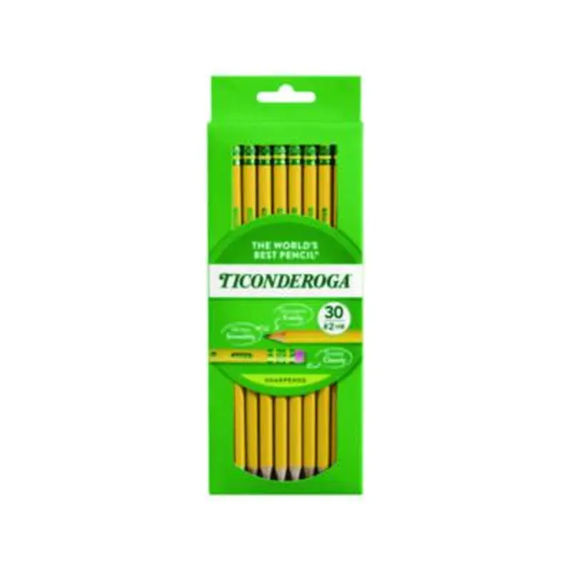 Pre-Sharpened Pencil, HB (#2), Black Lead, Yellow Barrel, 30/Pack - Pencils | Ticonderoga