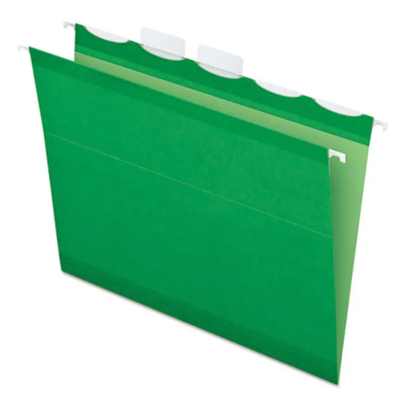 Ready-Tab Colored Reinforced Hanging Folders, Letter Size, 1/5-Cut Tabs, Bright Green, 25/Box - Hanging File Folders | Pendaflex