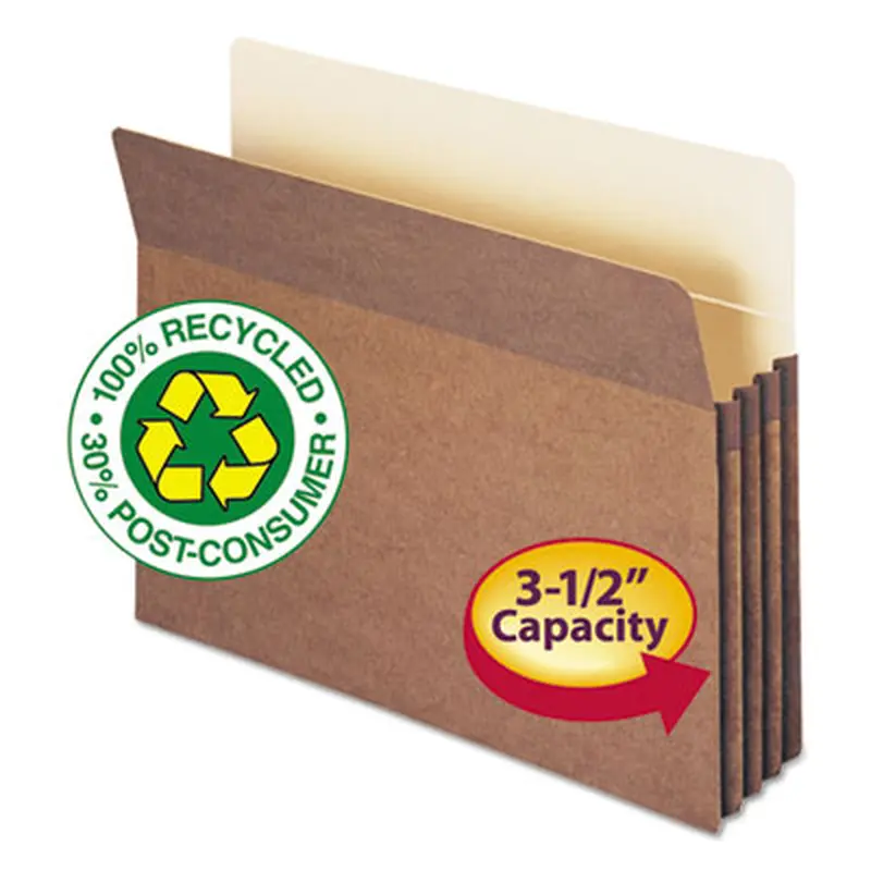 Recycled Top Tab File Pockets, 3.5" Expansion, Letter Size, Redrope, 25/Box - File Jackets/Sleeves/Wallets | Smead