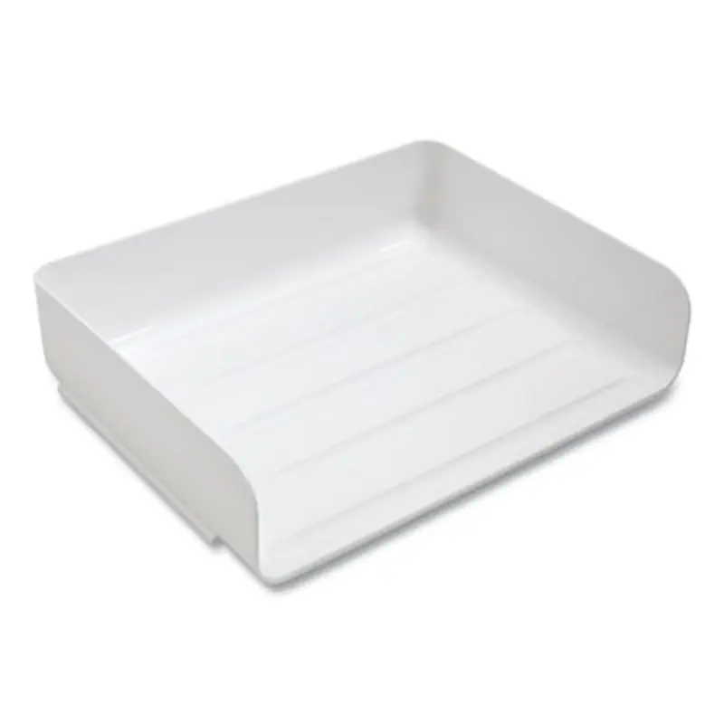 Side-Load Stackable Plastic Document Tray, 1 Section, Letter-Size, 12.63 x 9.72 x 3.01, White, 6/Pack - Desktop Document Racks & Sorters | TRU RED