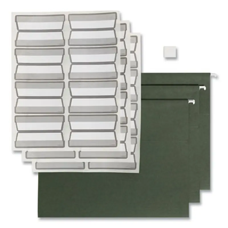100% Recycled Hanging File Folders with ProTab Kit, Letter Size, 1/3-Cut, Standard Green - Hanging File Folders | Smead