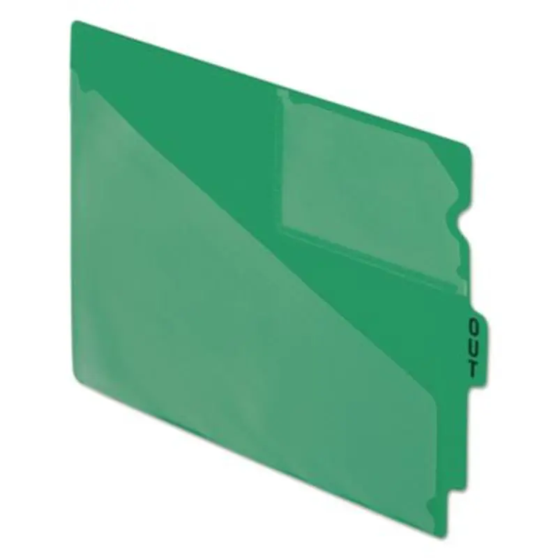 Colored Poly End Tab "Out" Guides, 1/3-Cut: Center Position, For Letter Size Files, Green, 50/Box - File Guides | Pendaflex