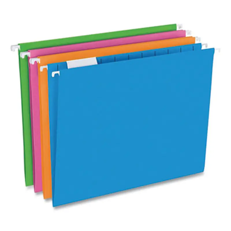 Glow Poly Hanging File Folders, Letter Size, 1/5-Cut Tabs, Assorted Colors, 12/Box - Hanging File Folders | Pendaflex
