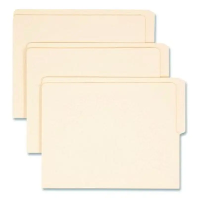 Heavyweight Manila End Tab Folders, 9" High Front, 1/2-Cut Tabs: Top, Letter Size, 0.75" Expansion, Manila, 100/Box - File Folders | Smead