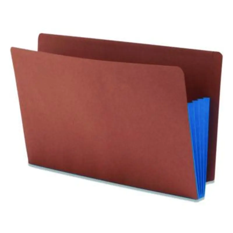 Redrope Drop-Front End Tab File Pockets, Fully Lined 6.5" High Gussets, 3.5" Expansion, Legal Size, Redrope/Blue, 10/Box - File Jackets/Sleeves/Wallets | Smead