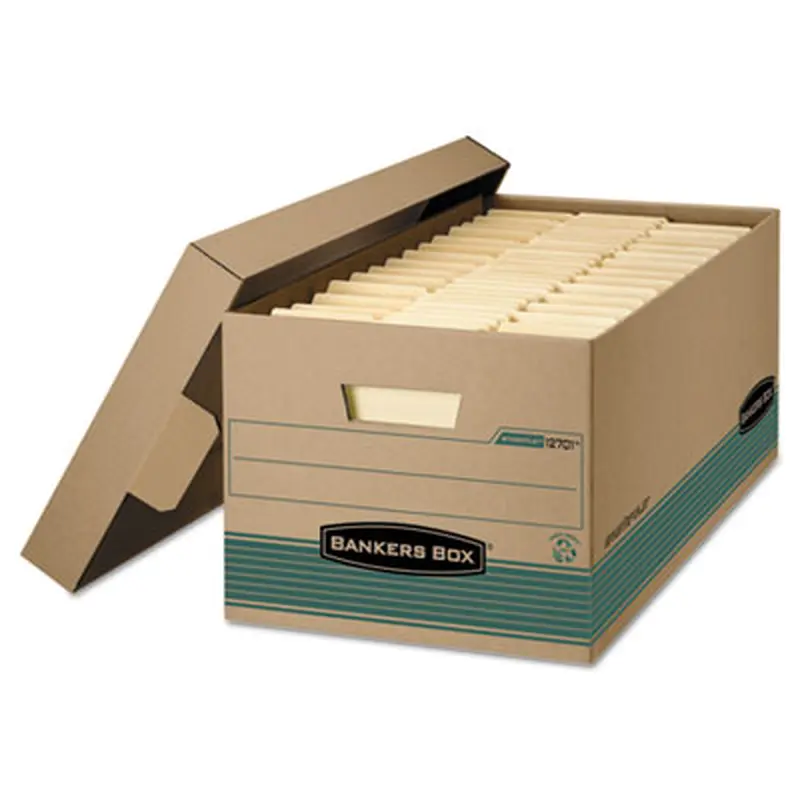 STOR/FILE Medium-Duty 100% Recycled Storage Boxes, Legal Files, 15.88" x 25.38" x 10.25", Kraft/Green, 12/Carton - File Boxes | Bankers Box