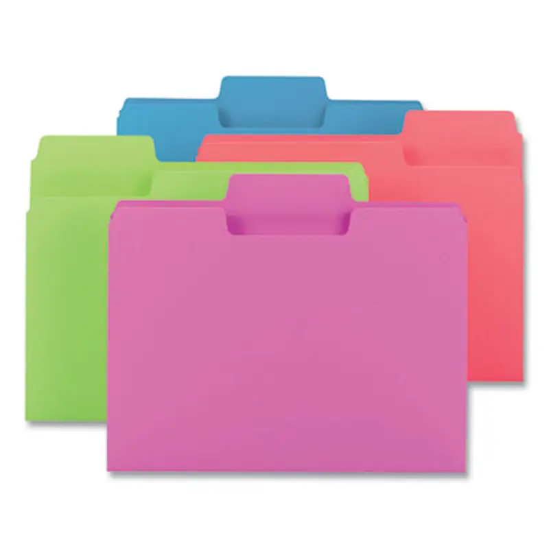 SuperTab Colored File Folders, 1/3-Cut Tabs: Assorted, Letter Size, 0.75" Expansion, 11-pt Stock, Assorted Colors, 24/Pack - File Folders | Smead