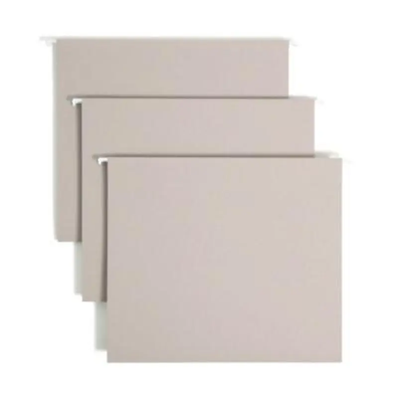 TUFF Extra Capacity Hanging File Folders with Easy Slide Tab, 2" Capacity, Letter, 1/3-Cut Tabs, Steel Gray, 18/Box - Hanging File Folders | Smead