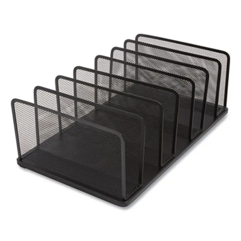 Wire Mesh Vertical Document Sorter, 7 Sections, Letter-Size, 8.54 x 15.43 x 8.77, Matte Black - Desktop Document Racks & Sorters | TRU RED
