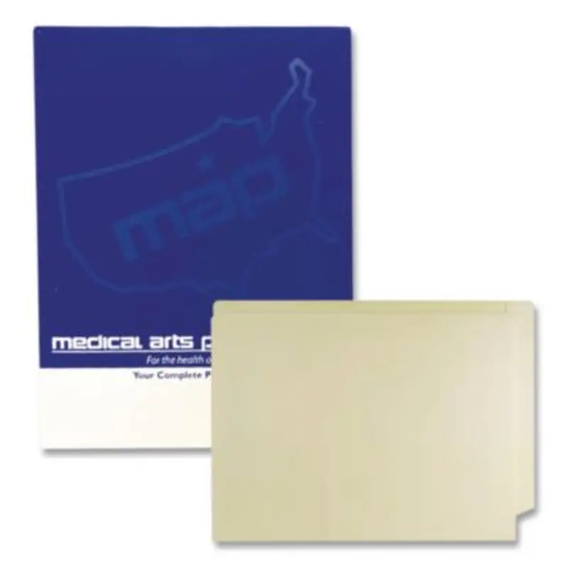 Economy End Tab File Folder, Straight Tabs, Letter Size, 0.75" Expansion, Manila, 100/Box - File Folders | Medical Arts Press