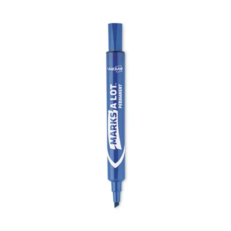 MARKS A LOT Large Desk-Style Permanent Marker, Broad Chisel Tip, Blue, Dozen (8886) - Markers | Avery