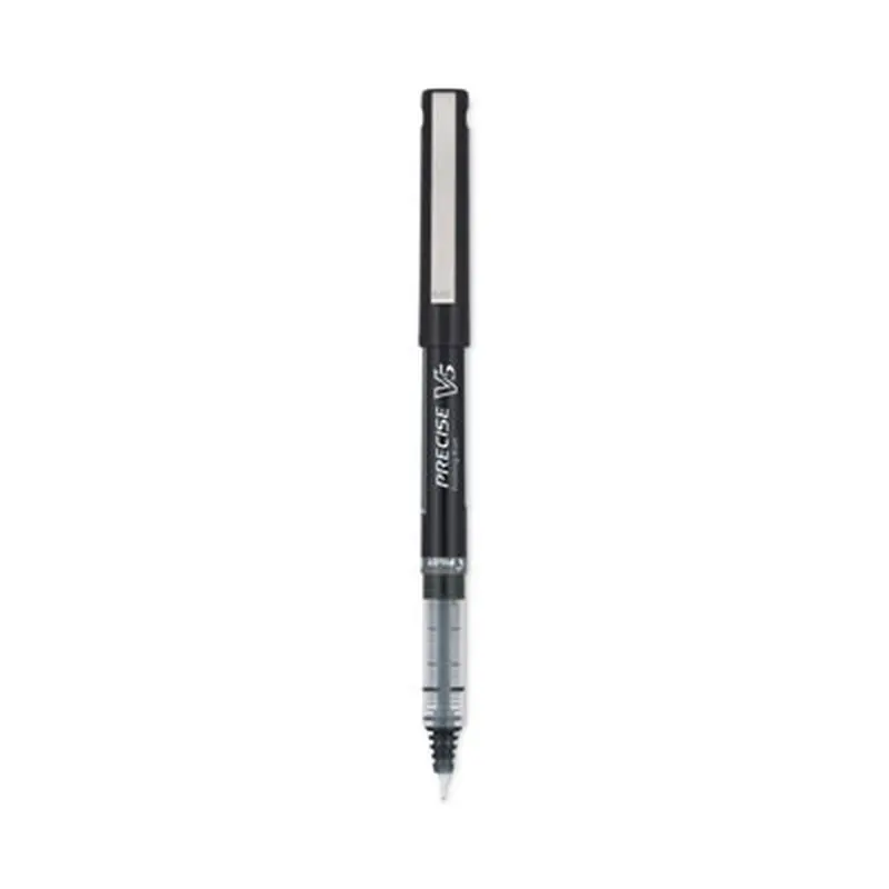 Precise V5 Rollerball Pen, Stick, Extra-Fine 0.5 mm, Black Ink, Black/Clear Barrel, Dozen - Pens | Pilot