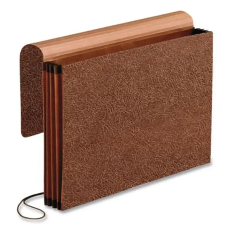Premium Reinforced Expanding Wallet, 3.5" Expansion, 1 Section, Elastic Cord Closure, Legal Size, Red Fiber, 5/Box - File Jackets/Sleeves/Wallets | Pendaflex