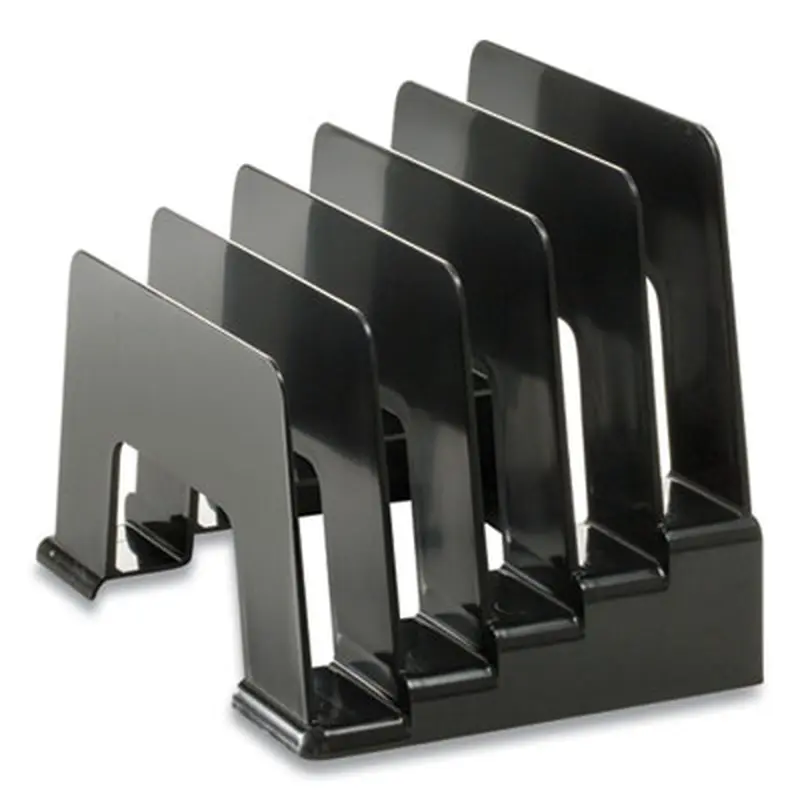 Recycled Incline Mail Sorter, 5 Sections, Envelopes, 8 x 5.5 x 6, Black - Desktop File Folder Sorters | Officemate