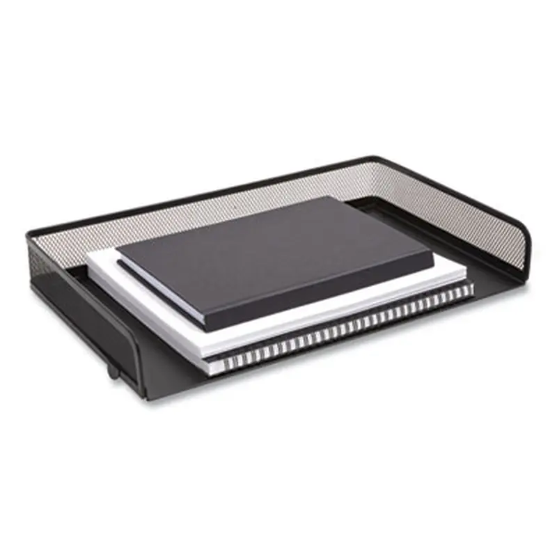 Side-Load Stackable Wire Mesh Document Tray, 1 Section, Legal-Size, 17.32 x 9.84 x 2.76, Matte Black - Desktop Document Racks & Sorters | TRU RED
