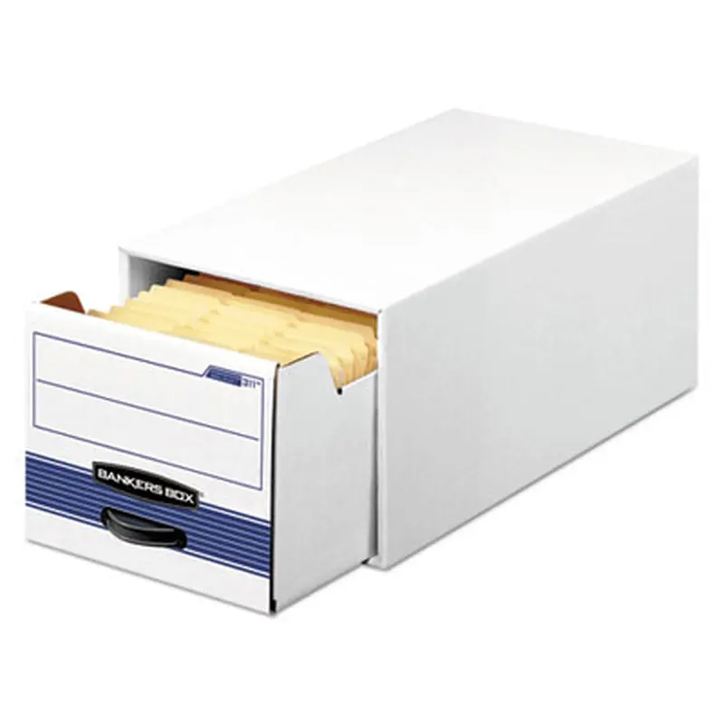 STOR/DRAWER STEEL PLUS Extra Space-Savings Storage Drawers, Letter Files, 10.5" x 25.25" x 6.5", White/Blue, 12/Carton - File Boxes | Bankers Box