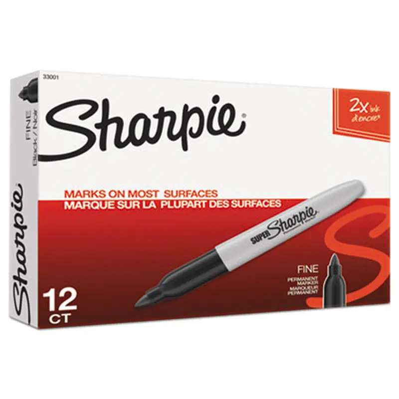 Super Permanent Marker, Fine Bullet Tip, Black, Dozen - Markers | Sharpie