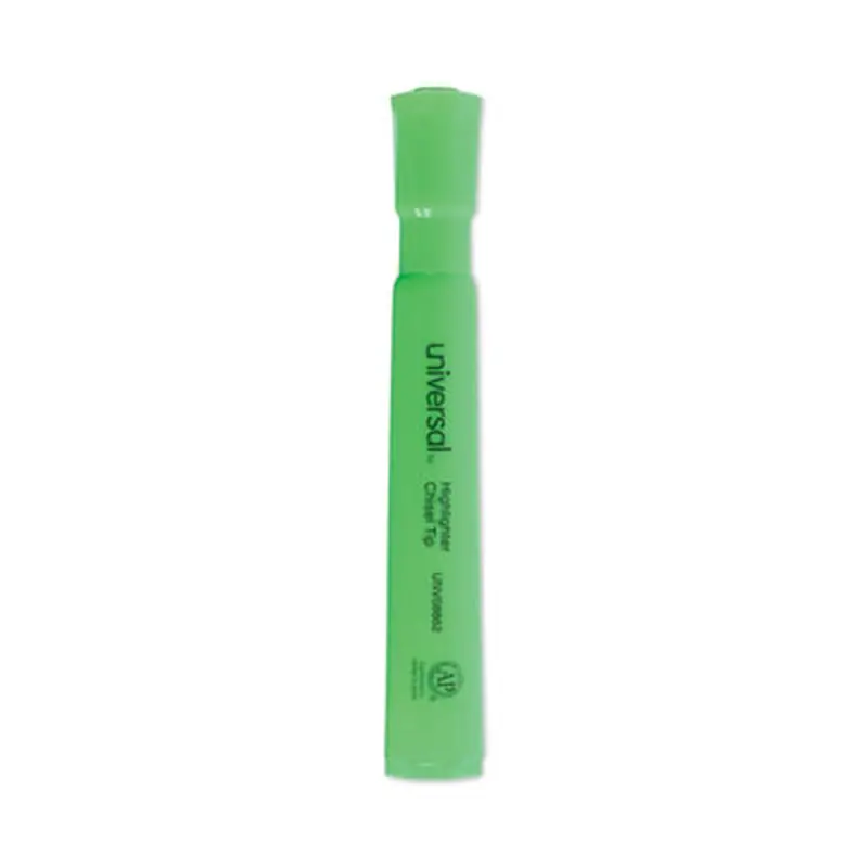 Desk Highlighters, Fluorescent Green Ink, Chisel Tip, Green Barrel, Dozen - Highlighters | Universal