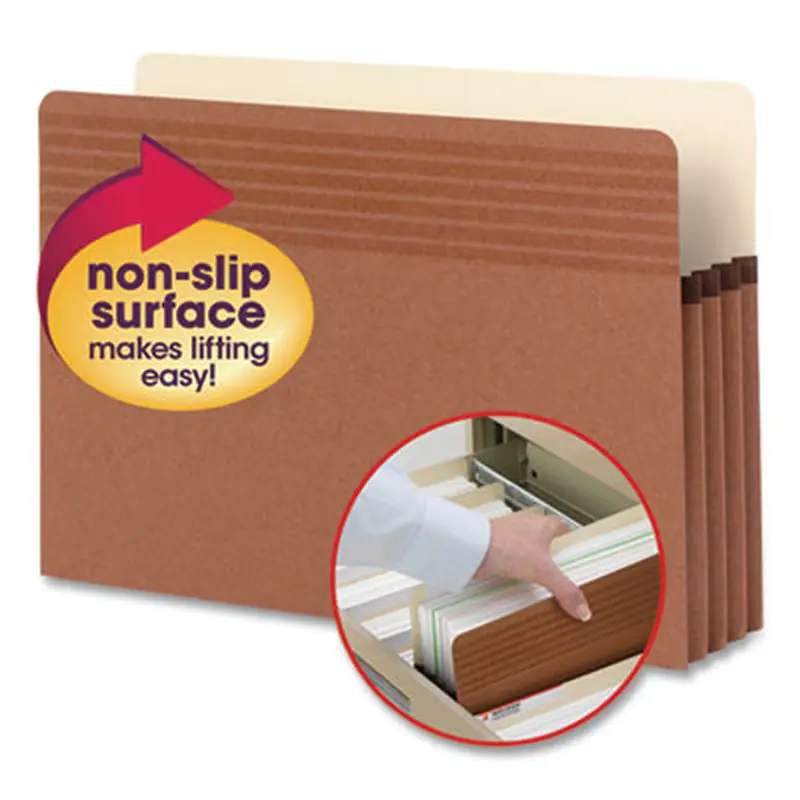 Easy Grip Pockets, 3.5" Expansion, Legal Size, Redrope, 25/Box - File Jackets/Sleeves/Wallets | Smead