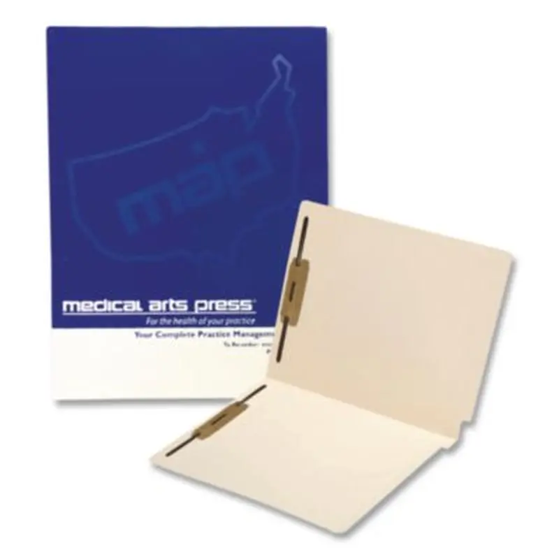 End Tab Folder with Pockets, Straight Tabs, Letter Size, Manila, 50/Box - File Folders | Medical Arts Press