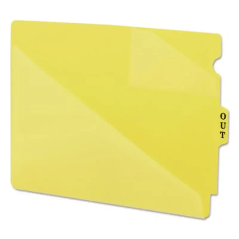 End Tab Poly Out Guides, Two-Pocket Style, 1/3-Cut End Tab, Out, 8.5 x 11, Yellow, 50/Box - File Guides | Smead