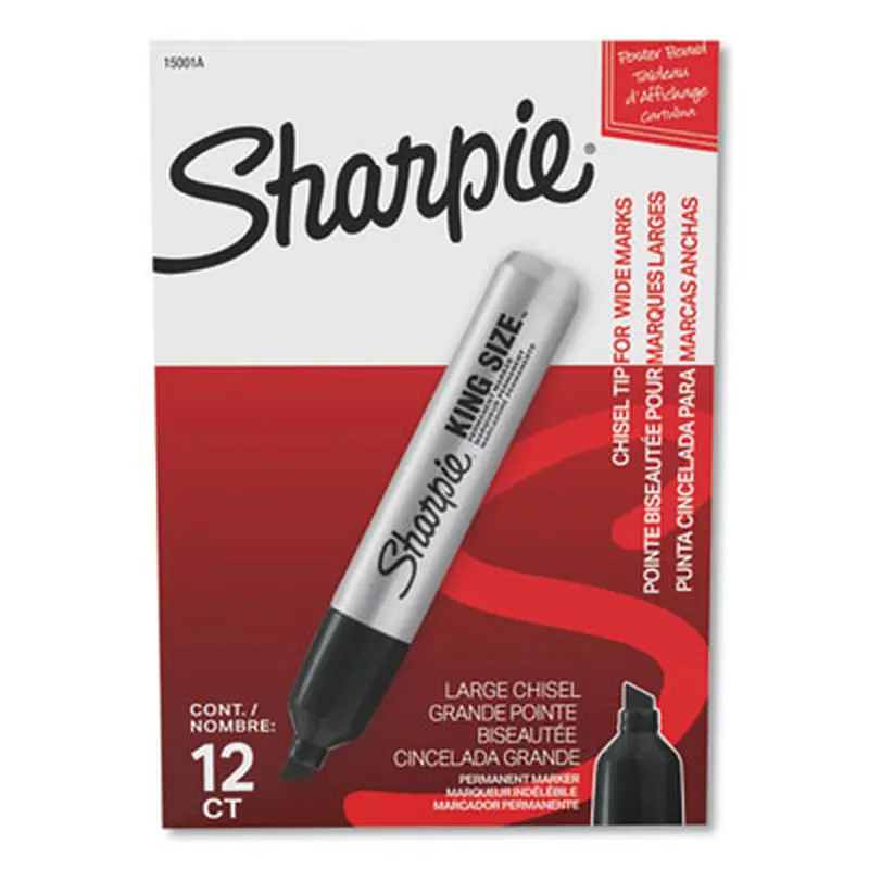 King Size Permanent Marker, Broad Chisel Tip, Black, Dozen - Markers | Sharpie