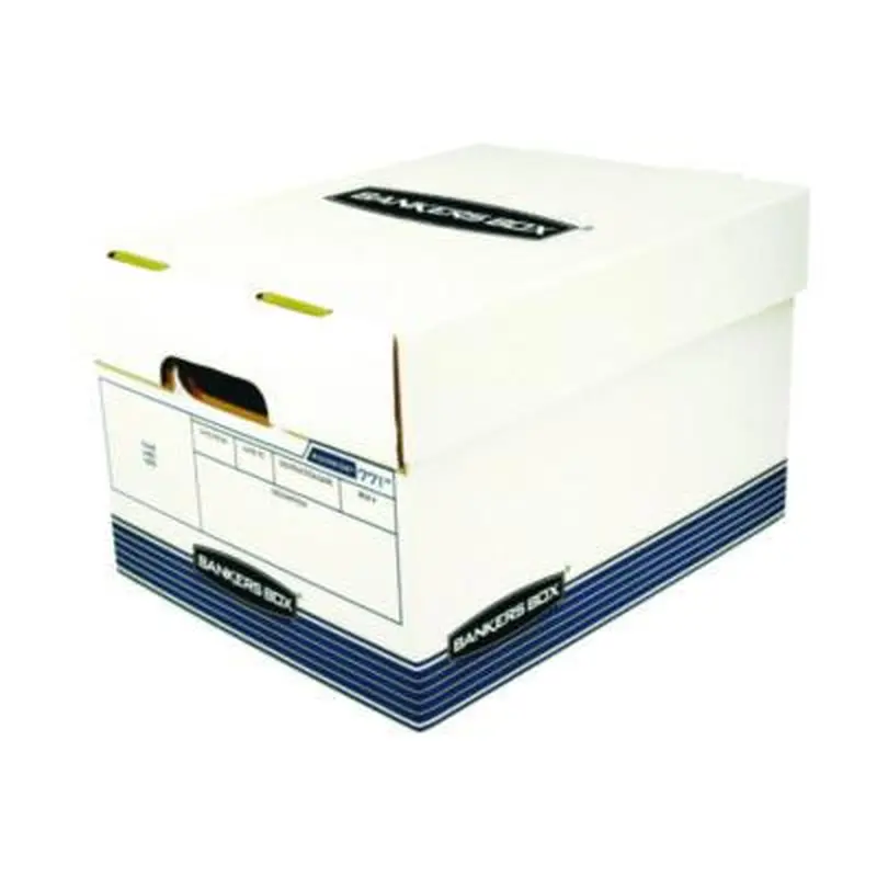 R-KIVE Heavy-Duty Storage Boxes, Letter/Legal Files, 10 x 15 x 12, White/Blue, 20/Bundle - File Boxes | Bankers Box