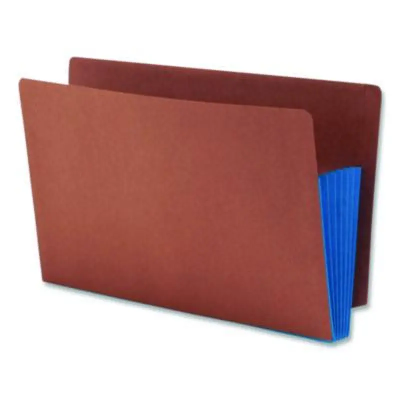 Redrope Drop-Front End Tab File Pockets, Fully Lined 6.5" High Gussets, 5.25" Expansion, Legal Size, Redrope/Blue, 10/Box - File Jackets/Sleeves/Wallets | Smead