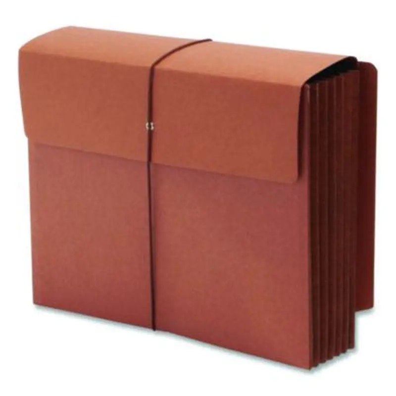 Redrope End Tab Wallets, 5.25" Expansion, 1 Section, Elastic Cord Closure, Straight Tabs, Letter Size, Redrope, 10/Box - File Jackets/Sleeves/Wallets | Smead