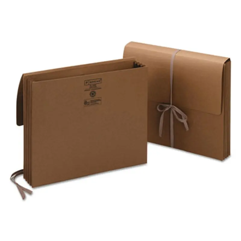 Redrope Expanding Wallets, 3.5" Expansion, 1 Section, Cloth Tie Closure, Letter Size, Redrope, 10/Box - File Jackets/Sleeves/Wallets | Smead