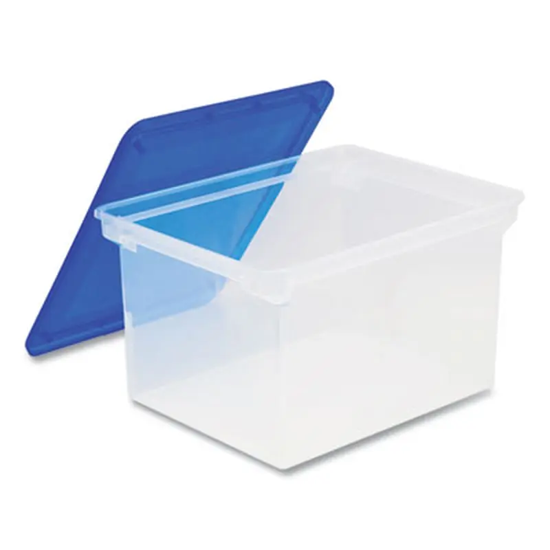 Tote with Comfort Edges, Letter/Legal Files, 13.9" x 18.3" x 10.6", Blue/Clear, 4/Carton - File Boxes | Storex