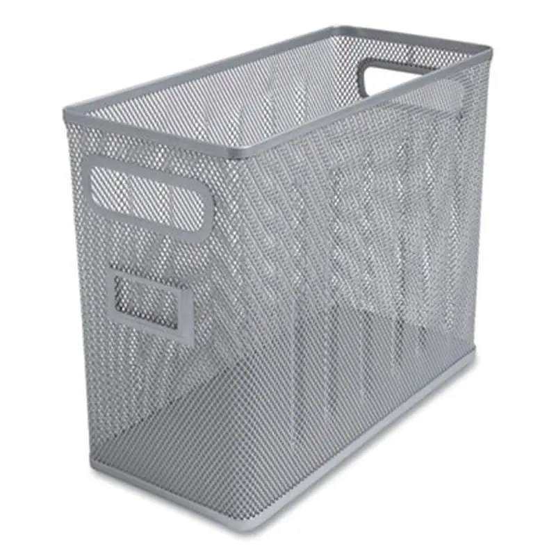 Wire Mesh Box-Style Vertical Document Organizer, 1 Section, Letter-Size, 5.79 x 12.4 x 10.16, Silver - Desktop Document Racks & Sorters | TRU RED