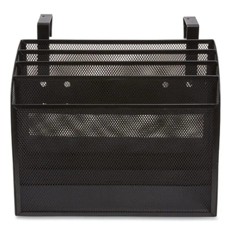 Wire Mesh Incline Sorter, Enclosed Design, 4 Sections, Letter-Size, 12.99 x 6.49 x 10.15, Matte Black - Desktop Document Racks & Sorters | TRU RED