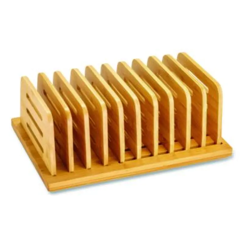 Bamboo Large File Sorter, 9 Sections, A6/A7/A8/A9/Legal/Letter/Tabloid Size Files, 14.09 x 10.04 x 3.82, Brown - Desktop Document Racks & Sorters | Officemate