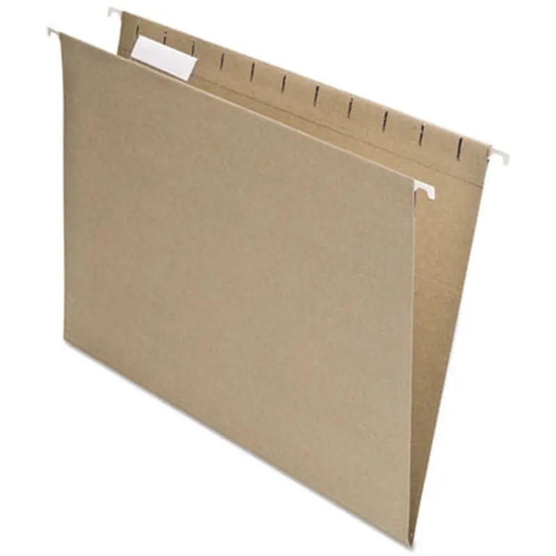 Earthwise by Pendaflex 100% Recycled Colored Hanging File Folders, Letter Size, 1/5-Cut Tabs, Natural, 25/Box - Hanging File Folders | Pendaflex