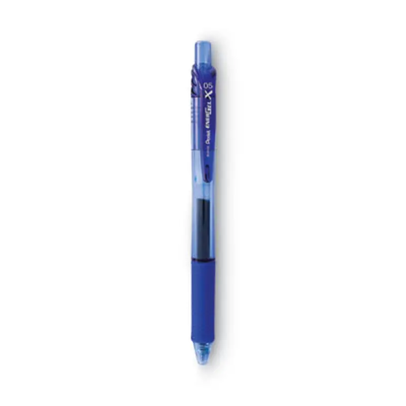 EnerGel-X Gel Pen, Retractable, Fine 0.5 mm, Blue Ink, Translucent Blue/Blue Barrel, Dozen - Pens | Pentel
