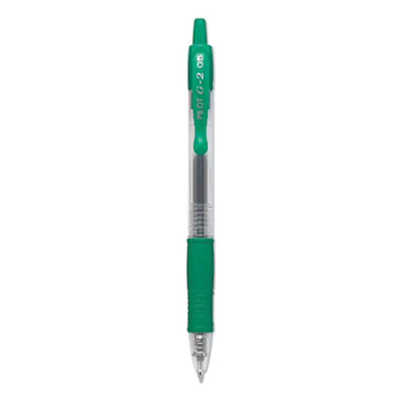 G2 Premium Gel Pen, Retractable, Extra-Fine 0.5 mm, Green Ink, Smoke/Green Barrel, Dozen - Pens | Pilot