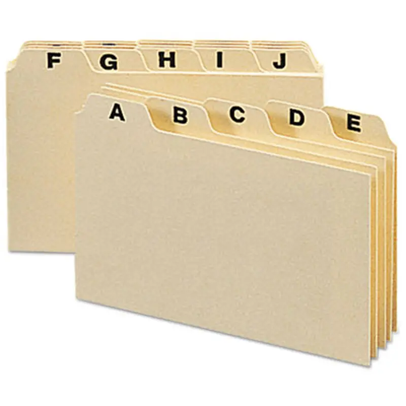 Manila Card Guides, 1/5-Cut Top Tab, A to Z, 3 x 5, Manila, 25/Set - File Guides | Smead
