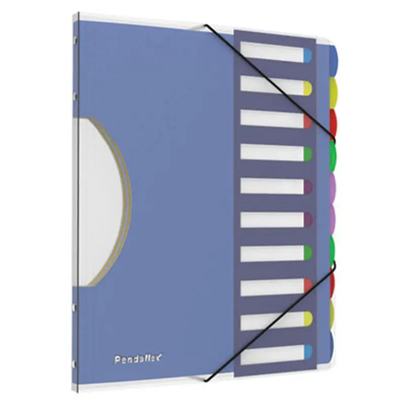 PileSmart Project Sorters, 0.75" Expansion, 10 Sections, Elastic Cord Closure, 1/10-Cut Tabs, Letter Size, Blue - File Jackets/Sleeves/Wallets | Pendaflex