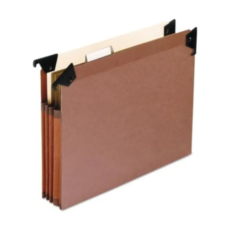 Premium Expanding Hanging File Pockets with Swing Hooks and Dividers, 3 Dividers with 1/5-Cut Tabs, Letter Size, Brown, 5/Box - Hanging File Folders | Pendaflex