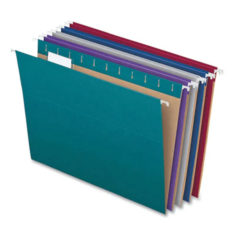 Recycled Hanging File Folders, Letter Size, 1/5-Cut Tabs, Assorted Colors, 25/Box - Hanging File Folders | Pendaflex