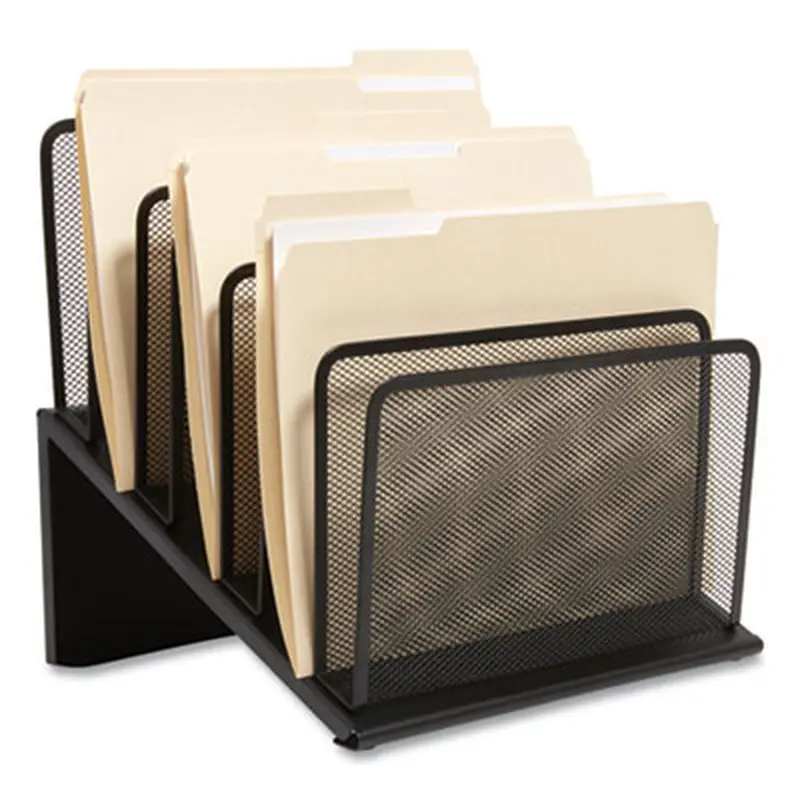 Wire Mesh Incline Sorter, Open Design, 7 Sections, Letter-Size, 11.41 x 11.41 x 11.02, Matte Black - Desktop Document Racks & Sorters | TRU RED