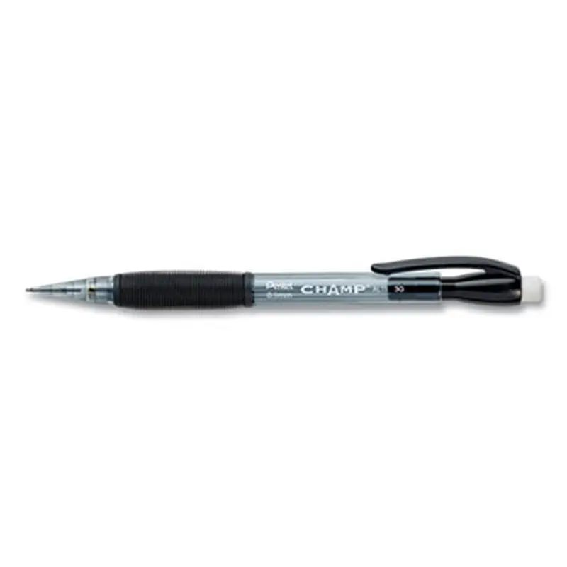Champ Mechanical Pencil, 0.9 mm, HB (#2), Black Lead, Clear/Black Barrel, Dozen - Pencils | Pentel