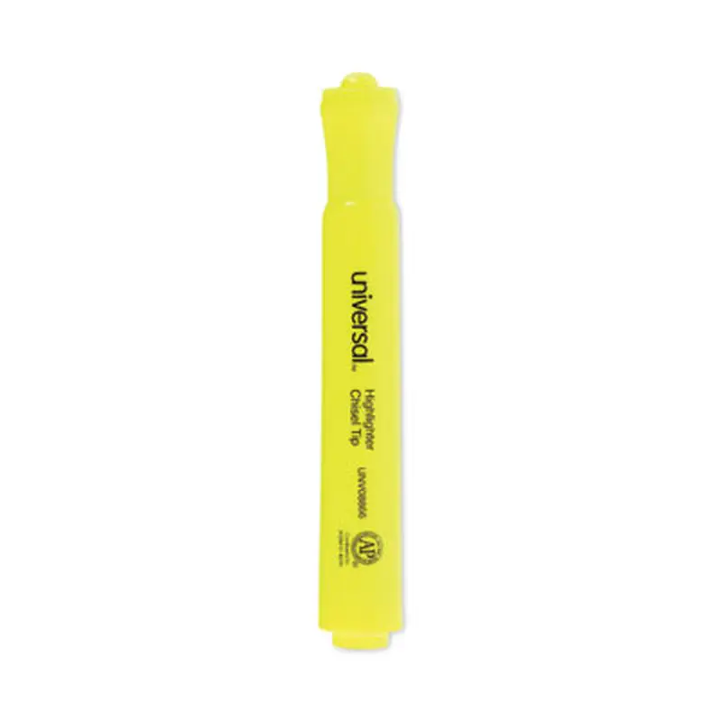 Desk Highlighter Value Pack, Fluorescent Yellow Ink, Chisel Tip, Yellow Barrel, 36/Pack - Highlighters | Universal